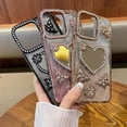 thumbnail image 3 of for iPhone 16 Pro Max Bling Case, Shockproof Luxury Shiny Diamond 3D Butterfly Glitter Gilry Woman Thin Soft Phone Cover with Love Heart Makeup Mirror for iPhone 16 Pro Max 6.9 inch (Gold), 3 of 6