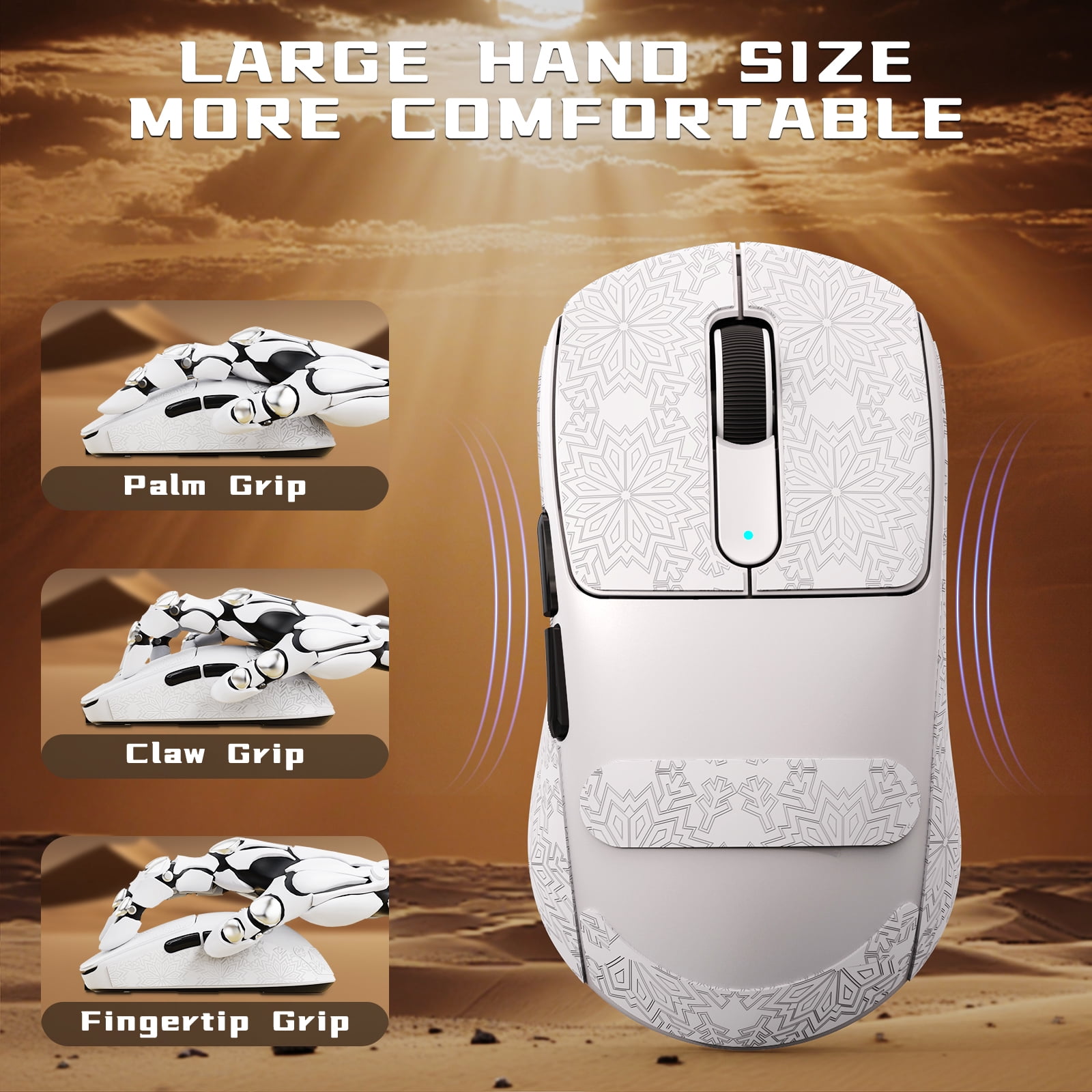 ATTACK SHARK V5 Wireless Gaming Mouse, Tri-Mode 2.4G/USB-C Wired/Bluetooth, PAW3950MAX Sensor, 42000 DPI, 55g Ultra-Lightweight Design, Grip Tape Included, White