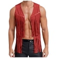 thumbnail image 2 of Men's Outerwear Vest for Everyday Wear Traditional Velvet Buttonless Mid Length Tassel Deer Skin Style, 2 of 4