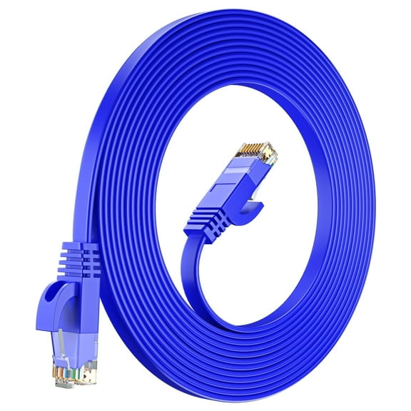Cat6 Ethernet Cable 20ft, Blue - Flat High-Speed Network Cables for Gaming, Streaming, Router, Modem, PC, PS5, Xbox - Durable & Space-Saving Design