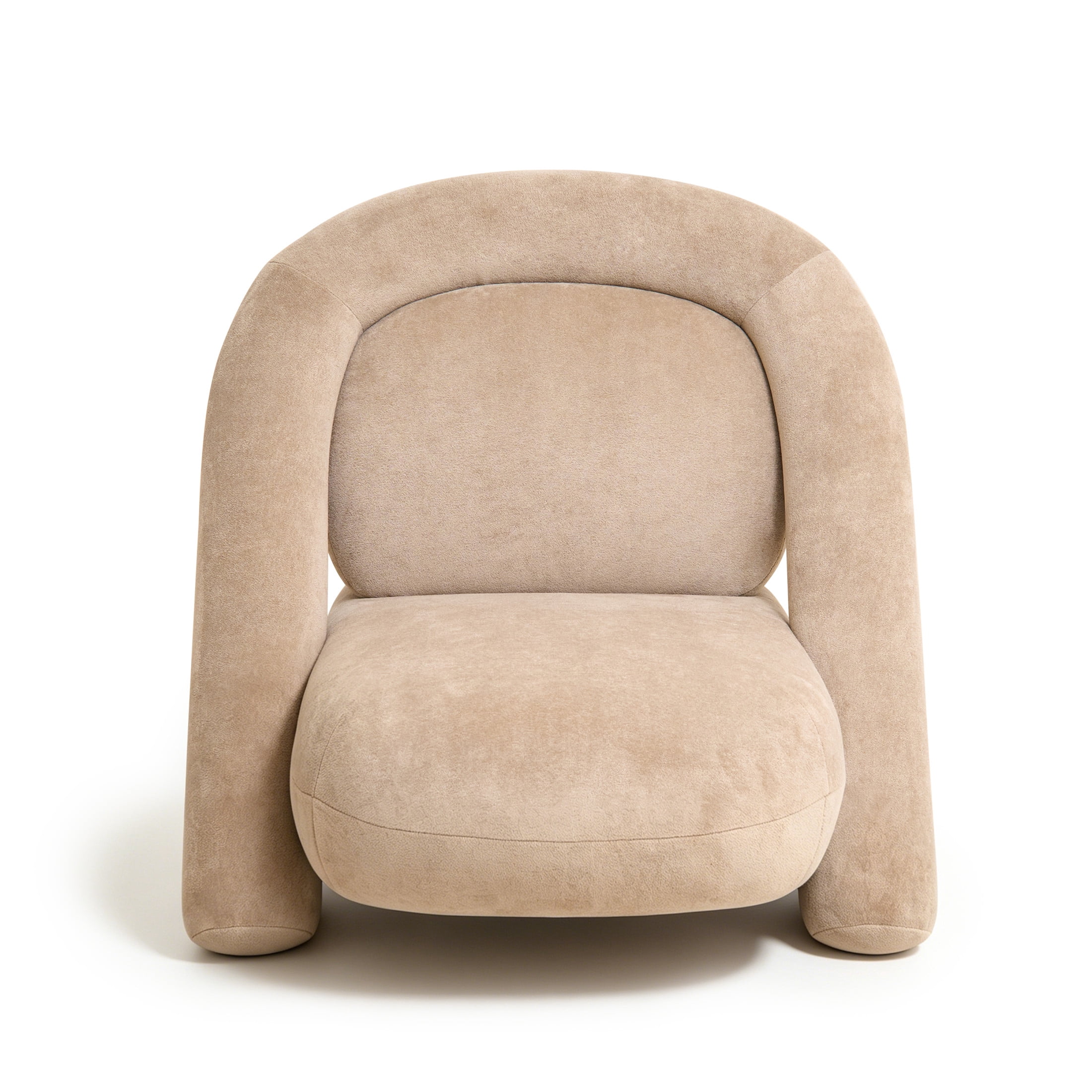 Noble House Marcus 32" Velvet Upholstered Accent Club Chair, Armless Space Saving Geometric Lounge Sofa, Beige Coffee