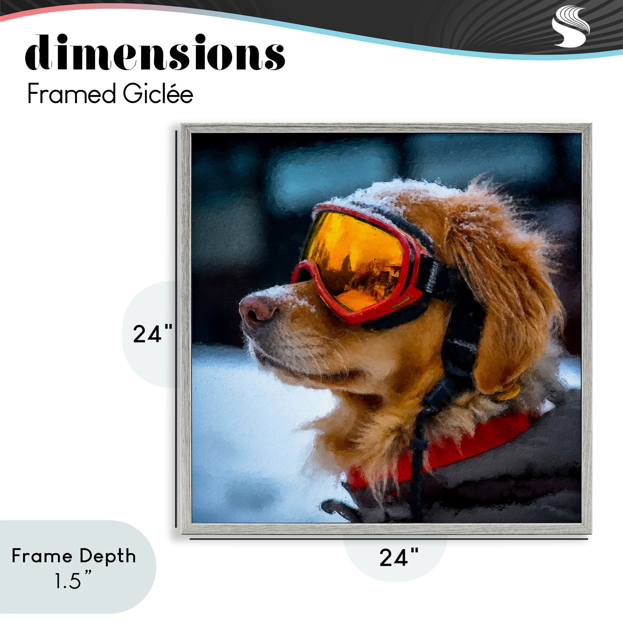Stupell Industries Ski Goggles Dog Gray Framed Giclee Art, design by Sean Parnell