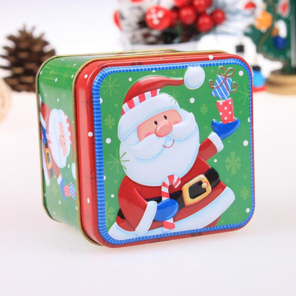 Kids Christmas Mini Santa Claus Candy Snack Tin Cookies Wedding Gift Case Box 