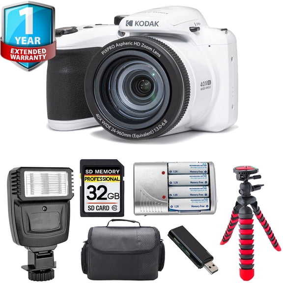 Kodak PIXPRO AZ405 Digital Camera (White)   Extra Battery   1 Yr Warranty   32GB