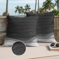 thumbnail image 3 of Ombre Waves Outdoor Pillow Covers 18x18 Set of 2,Waterproof Patio Throw Pillowcase Protectors,Abstract Art Gradient Black Modern Square Decorative Pillow Shams Cushion Covers for Seat Bed Couch Sofa, 3 of 8
