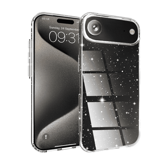Entronix Transparent Clear Sparkly Clear Case for iPhone 17 Air Clear Glitter Case, [Yellow Resistant] Hard Back Cover Soft Bumper, Shockproof Slim Bling Case