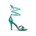 thumbnail image 3 of BLISSFUL STEP Lace Up Open Toe Stiletto Heeled Sandals for Women Green 8.5, 3 of 7