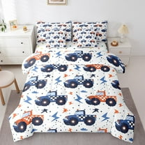 Erosebridal Rustic Tractor Bedding Twin Size, Construction Truck Bed in a Bag Twin size, Cartoon Vehicle Decor, Reversible