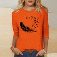 thumbnail image 2 of Dadaria T-Shirt pour Femmes Orange Manches 3/4 Col Rond Été Chandail Blouses 2TG, 2 of 4