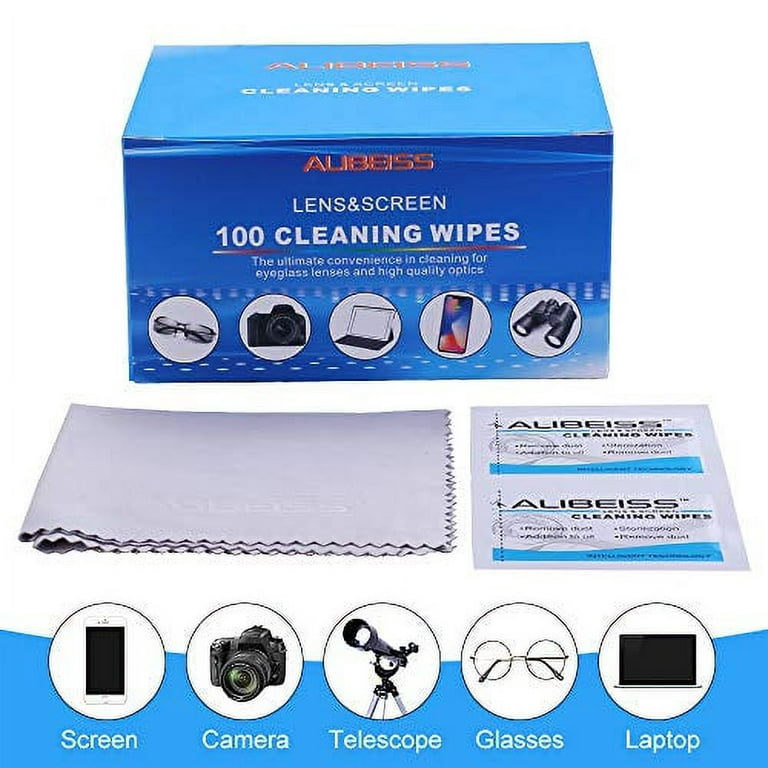 Pre-Moistened Lens Wipes Alibeiss Screen Wipes for Glasses Camera Tablets Smartphone Screens and Other Delicate Surfaces Pack of 100