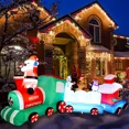 thumbnail image 2 of Tren navideño inflable con luces LED y decoraciones de pingüinos de Papá Noel para jardín, patio, interior y exterior, 2 of 5