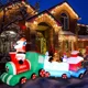 thumbnail image 2 of Tren navideño inflable con luces LED y decoraciones de pingüinos de Papá Noel para jardín, patio, interior y exterior, 2 of 5