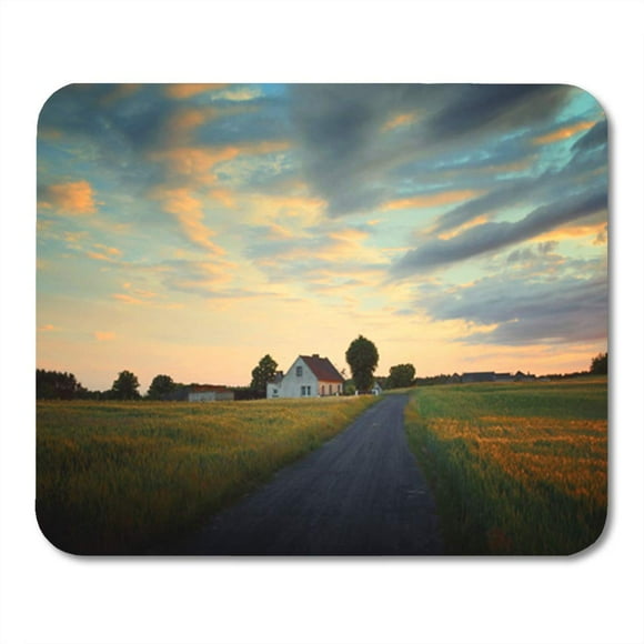 POGLIP Blue Agriculture Farmhouse Among Fields in Poland Green Barn Mousepad Mouse Pad Mouse Mat 9x10 inch