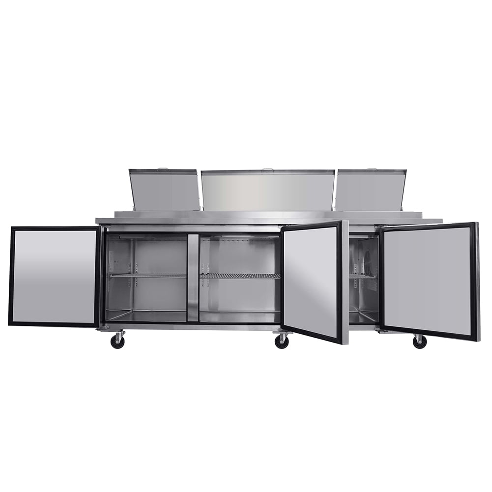 Yesurprise Commercial Refrigerator, Sandwich Prep Table with Adjustable Shelf Brackets, Stainless Steel Insulation Lid, Heavy Duty Casters, Salad Refrigerator