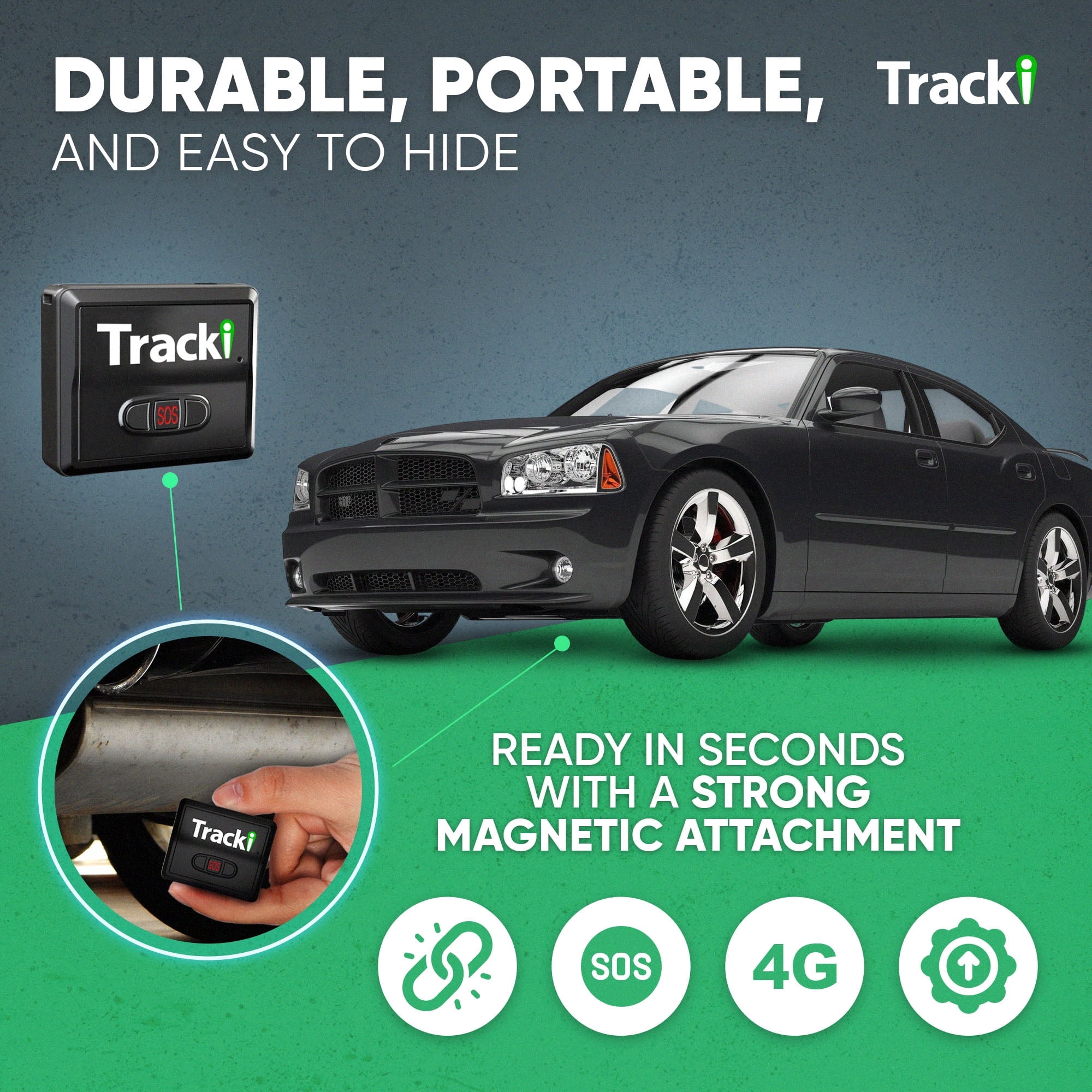 Tracki 4G LTE GPS Tracker for Vehicles, Real-Time Magnetic Mount
