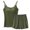 Army Green, variant on Vivianyo HD Summer Trendy Women's Tops and Shorts Co-ord Set Women's Summer Thin Casual Loose Suspender Top Versatile Home Slim Solid Color Splicing Suspender Shorts Two-piece Set