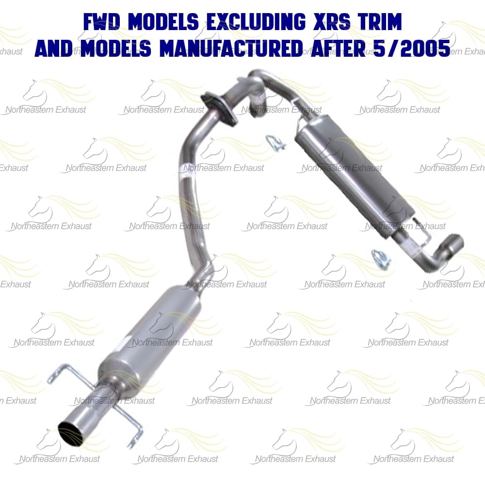 Northeastern Exhaust Resonator, Extension Pipe, Muffler & Tail Pipe Fits 2005-2008 Toyota Matrix 1.8L (FWD models, excluding XRS trim & pre-05/2005) - Direct Fit | Stainless Steel System Kit