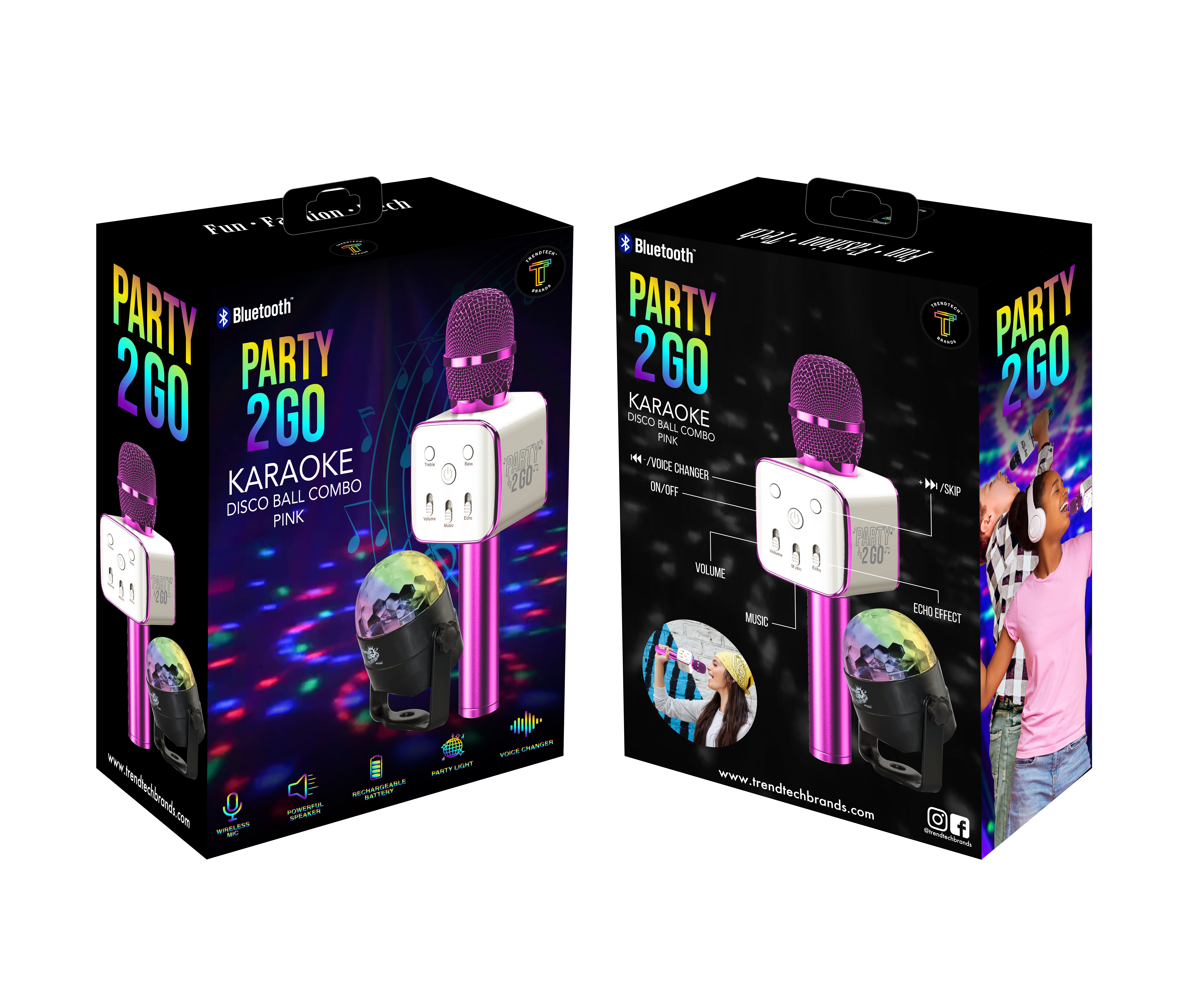 Pink Party2Go Bluetooth Karaoke Microphone and Disco Ball Set (WE-P2G-Pink)