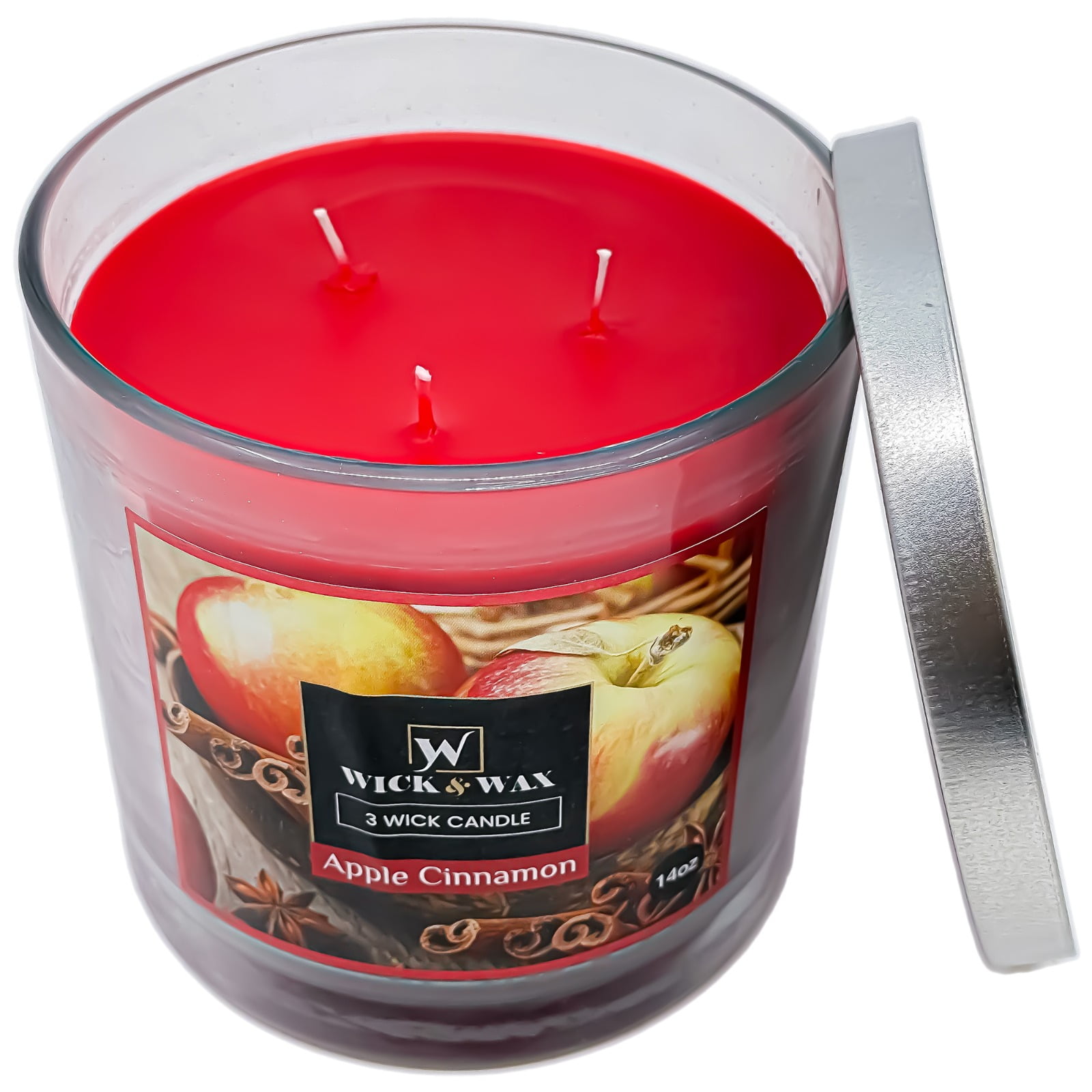 VeZee's 3 Wick 14 oz Apple Cinnamon Scented Jar Candles by Wick & Wax, Lift your spirits with the refreshing, pleasant fragrance:2 Jars