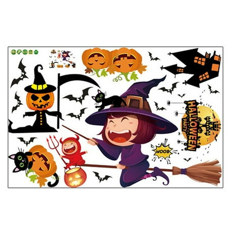 AkoaDa Halloween Witch Background Decorated Living Room Bedroom Wall Stickers Grim Reaper Wall Stickers 60x90cm