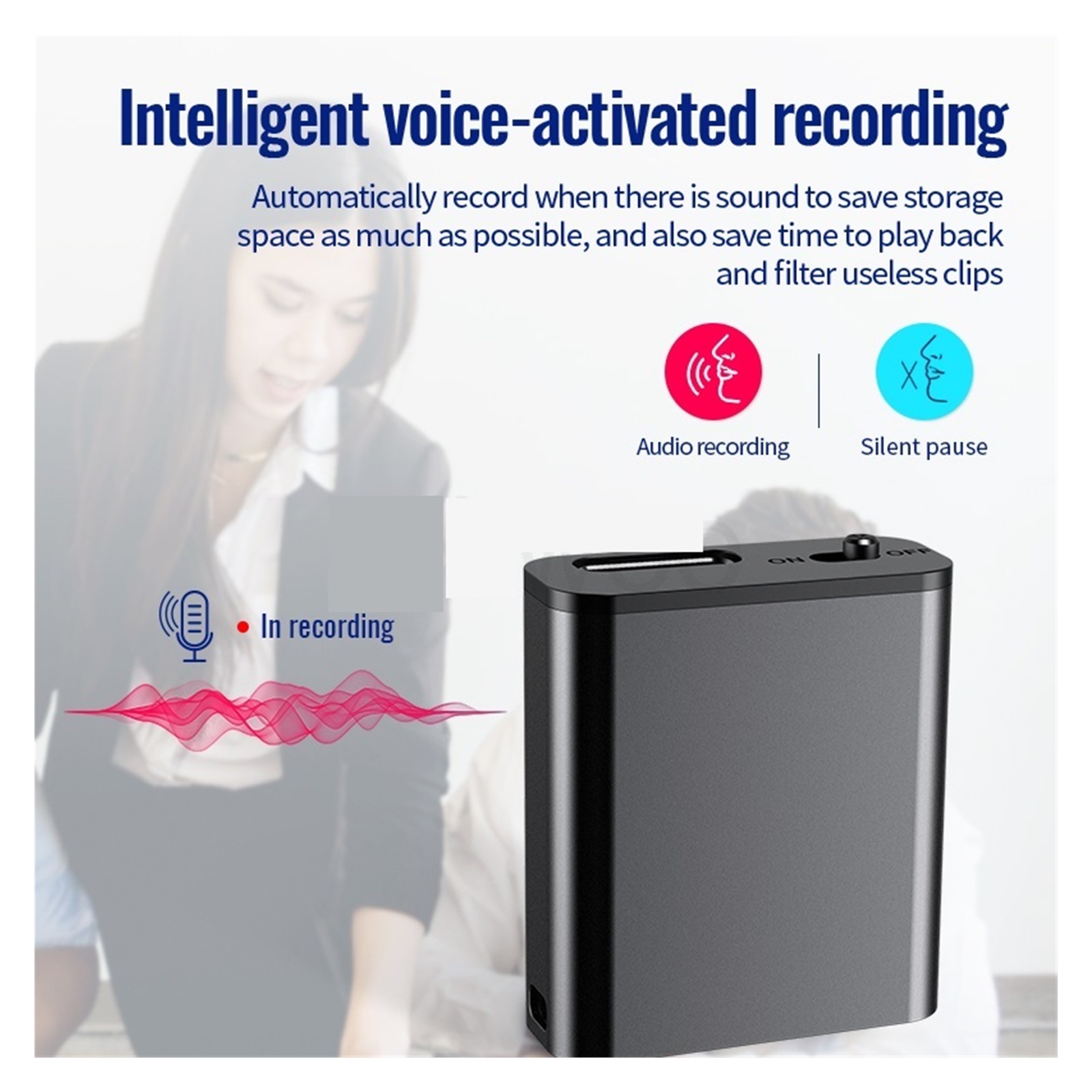 Voice Recorder Portable Intelligent Voice Actived Recording Sound Recorder Noise Reduction