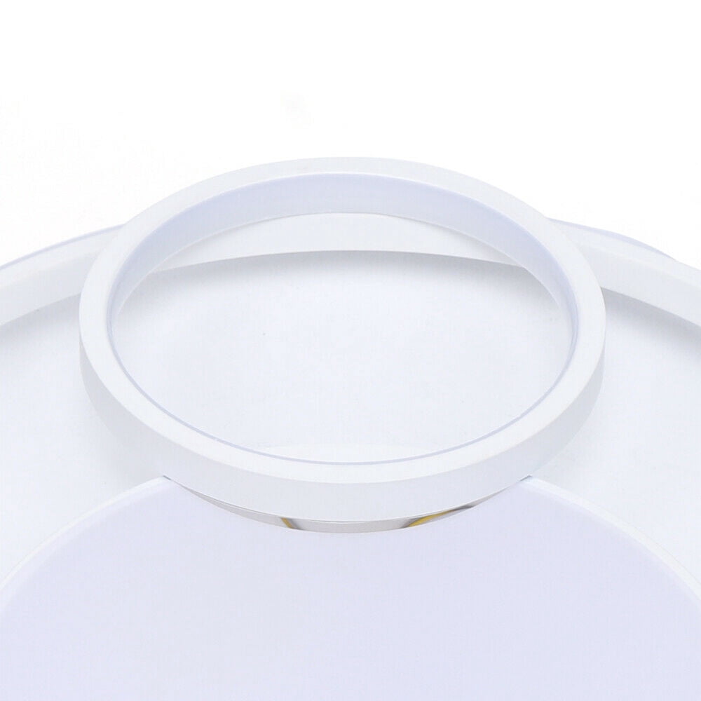 Loyalheartdy 18.9" LED Ceiling Light, 55W White Creative 3-Ring Acrylic Round 3-Color Chandelier Fixture for Bedroom, Living Room