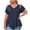 01 Navy, variant on Plus Size Tops for Women Summer Trendy Casual Strappy Cutout T-Shirt Short Sleeve Loose V Neck Tunic Blouse