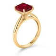 thumbnail image 4 of Gem Stone King 10K Yellow Gold Red Created Ruby Solitaire Engagement Ring for Women (2.80 Cttw, Emerald Cut 9X7MM, Gemstone July Birthstone, Available in Size 5, 6, 7, 8, 9), 4 of 7