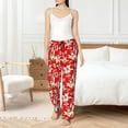 thumbnail image 5 of Uemuo Lilies Flowers Pattern Women's Wide Leg Palazzo Lounge Pants with Pockets Light Weight Loose Comfy Casual Pajama Pants-X-Large, 5 of 9