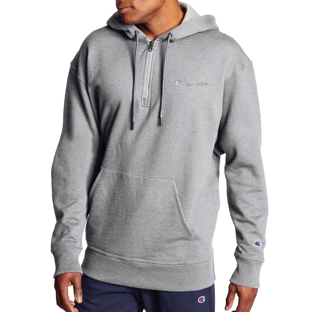 Champion Champion Men S Powerblend Fleece Quarter Zip Hoodie With Embroidered Logo Up To Size
