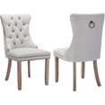 thumbnail image 7 of JESTOP Linen Fabric Dining Chair Set of 2, Upholstered Tufted Dining Room Chair with Nailhead Trim and Solid Light Color Wood Leg for Kitchen (Beige), 7 of 7