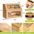 thumbnail image 6 of Farmhouse Bread Box for Kitchen Countertop Bread box Double Layer Bamboo Wooden Extra Large Capacity Bin Kitchen Food Storage Container(Natural), 6 of 7