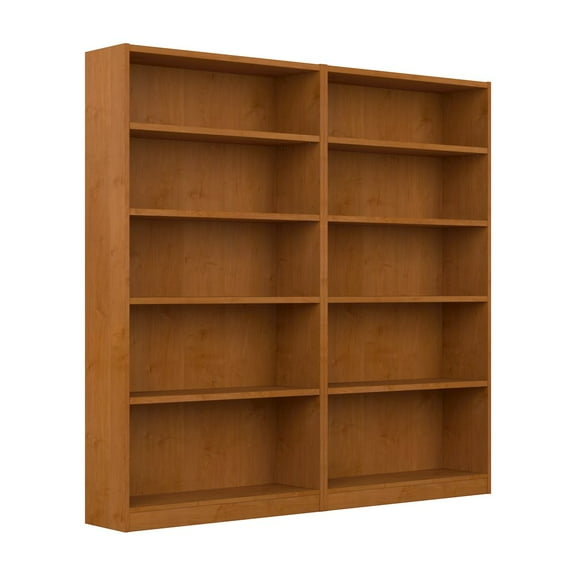 Universal Tall 5 Shelf Bookcase in Natural Cherry (Set of 2) - Engineered Wood