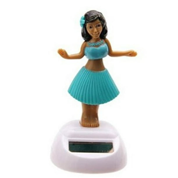 Solar Power Motion Toy Hawaii Hula Dancing Beach Girl Teal Figurine