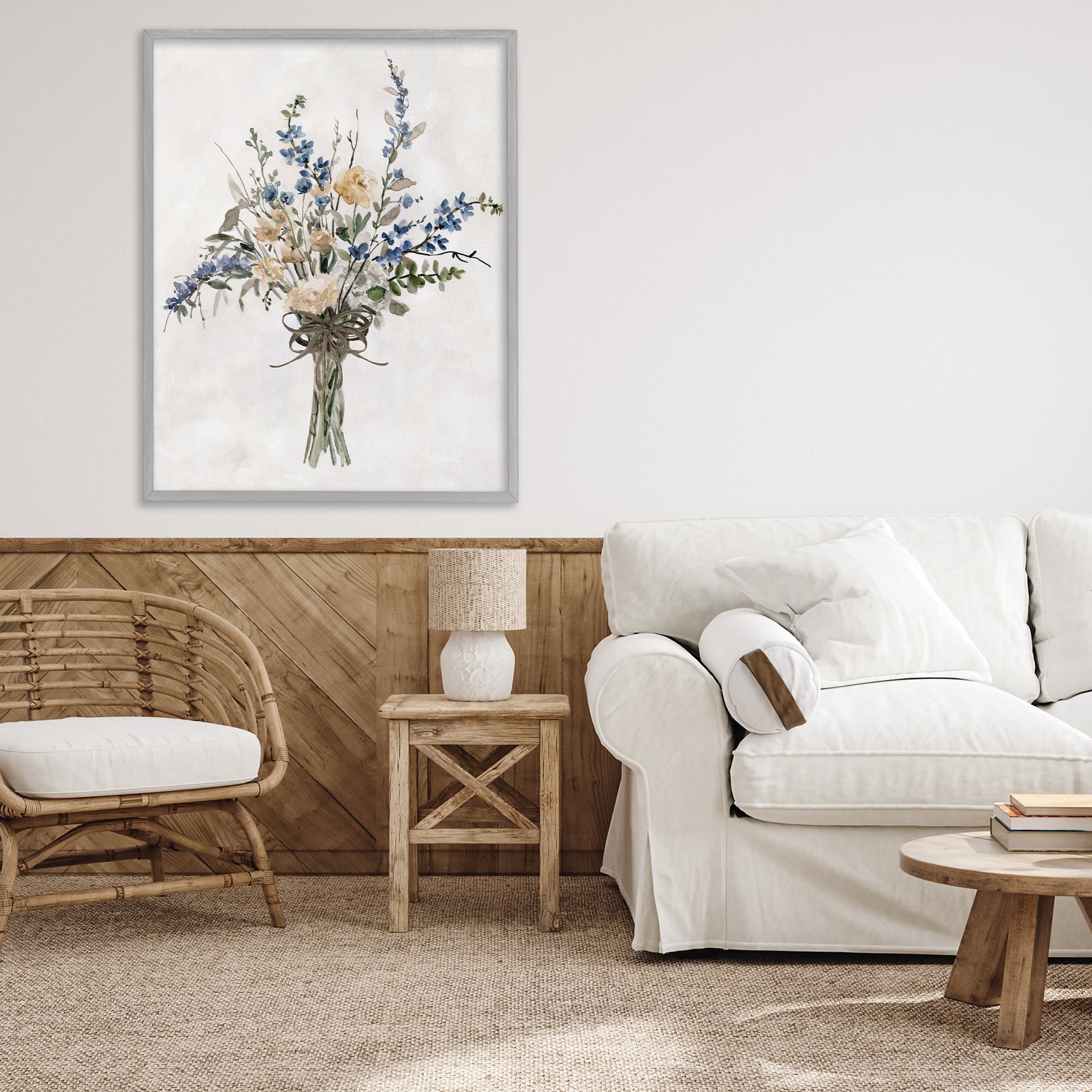 Stupell Industries Subdued Flower Bushel Gray Framed Giclee Art, design by Carol Robinson