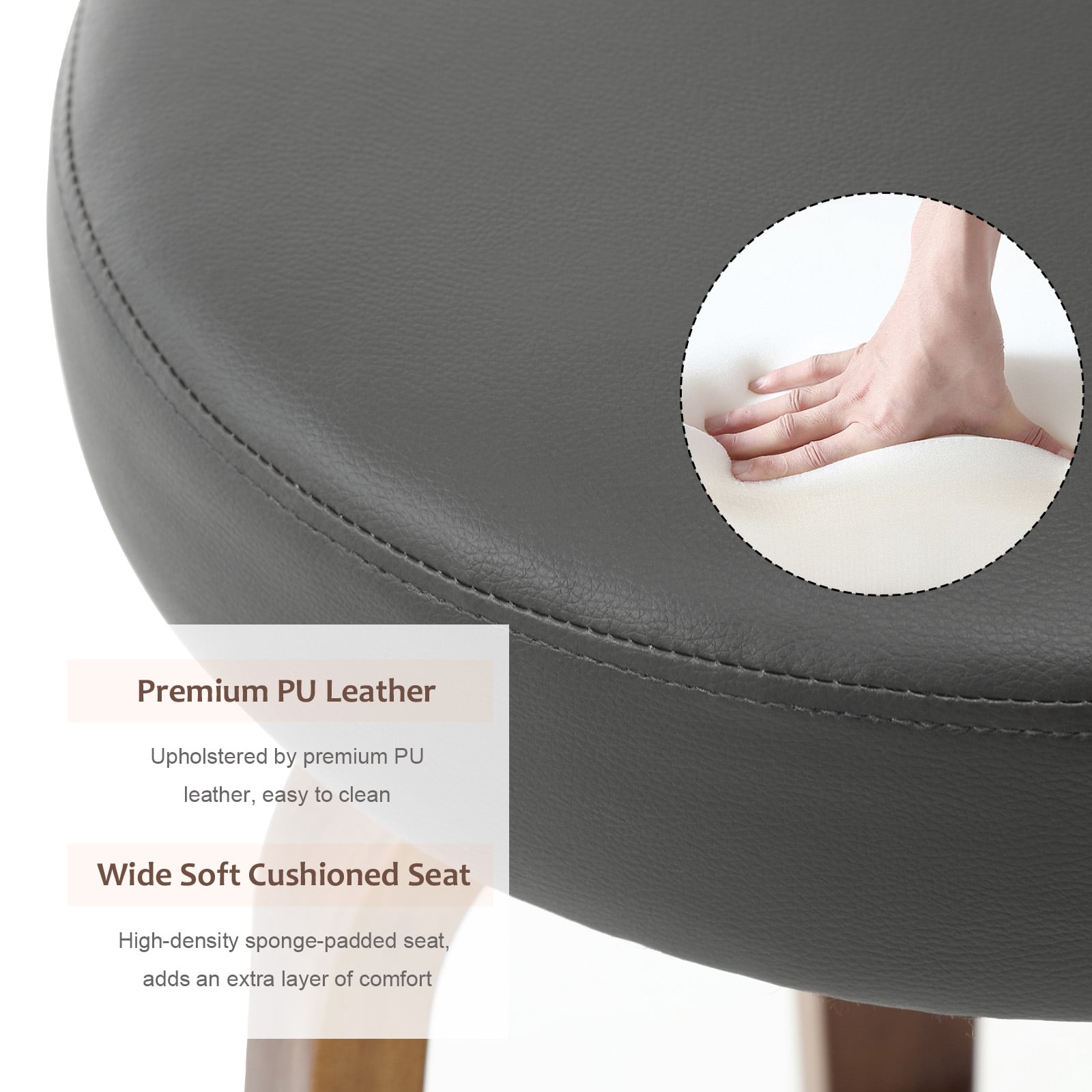 ANMINY Bar Stools Set of 2 360° Swivel with Back and Round Seat PU Leather Barstools 26" Bar Height Upholstered Bar Chairs Island Stools for Kitchen Counter