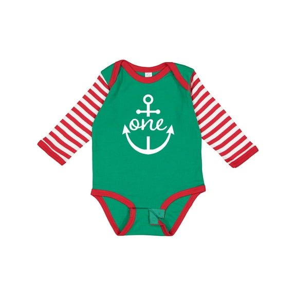Inktastic 1st Birthday Anchor Nautical Boys or Girls Long Sleeve Baby Bodysuit