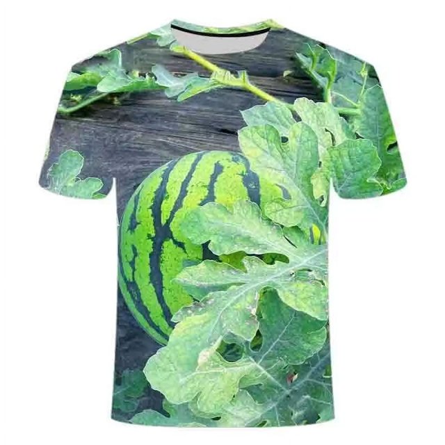 Chemise d'Été Imprimée 3d Melon D\'eau Hip Hop pour Hommes, Personnalité, Manches Courtes, Alternative à la Mode, Col Drôle, Grande Taille, Belle Chemise Deng