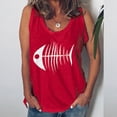 thumbnail image 2 of summer women's jacket fish bone print round neck sleeveless loose large size vest T-shirt, 2 of 2