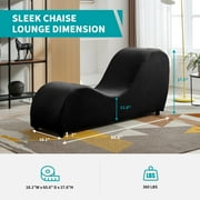 BALUS Yoga Chaise Lounge Chair, Velvet Fabric Yoga Chair with Ergonomic Design for Adults, Furnitures Indoor, Black