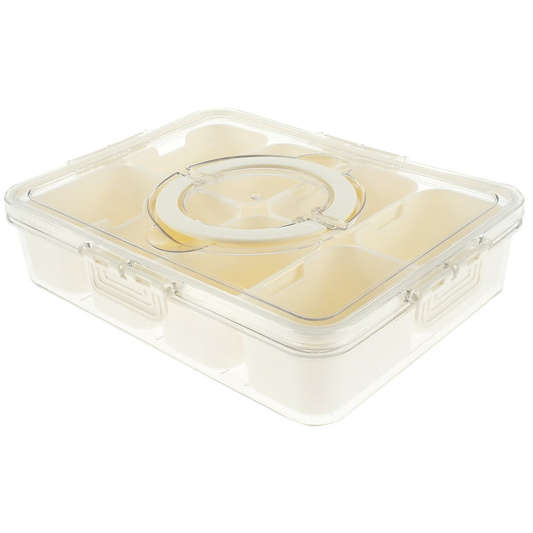 Divided Serving Tray with Lid and Handle Snackle Box Charcuterie Container  Portable Snack Platters Clear Organizer for Candy, Fruits, Nuts, Snacks
