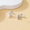 thumbnail image 2 of DVEATR Butterfly Pearl Earrings Stud for Women 925 Sterling Silver Butterfly Dangle Earrings White Pearl Stud Jewelry Gifts for Wife Girlfriend Butterflies Lovers, 2 of 10