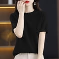 thumbnail image 6 of MEICHEN Women's Short Sleeve Pullover Fashion Crew Neck Knitted Shirt Elegant Lightweight Short Sleeve Spring Summer, 6 of 7