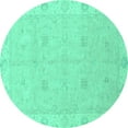 thumbnail image 1 of Ahgly Company Machine Washable Indoor Round Oriental Turquoise Blue Traditional Area Rugs, 7' Round, 1 of 4
