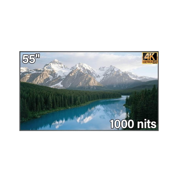 55inch 4K Digital Signage Display, 1000nits High Brightness, LCD Monitor Slim Fit Frameless Advertising Display, Wall Mount Digital Display, CMS Remote Publishing, 7/24 Timer Switch,Built-in Speaker