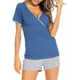 thumbnail image 2 of Shldybc Women's Maternity Shirts Nursing Tops Short Sleeve Tunic Maternity T Shirt for Breastfeeding Pajamas, Maternity Tops on Clearance( Blue, M ), 2 of 4