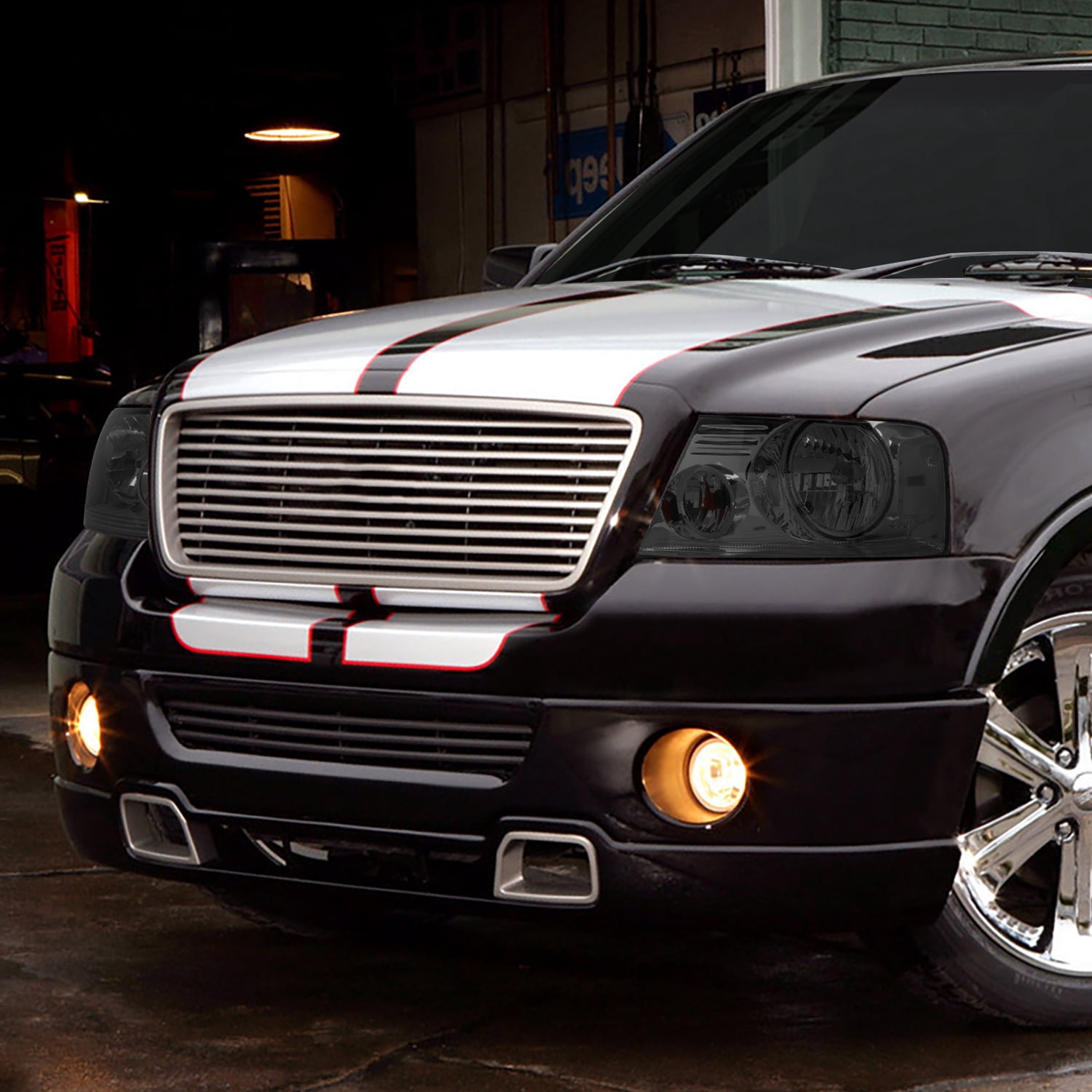 DNA Motoring For 04-08 Ford F150 06-08 Mark LT Smoked Clear Corner Headlight Lamps Pair
