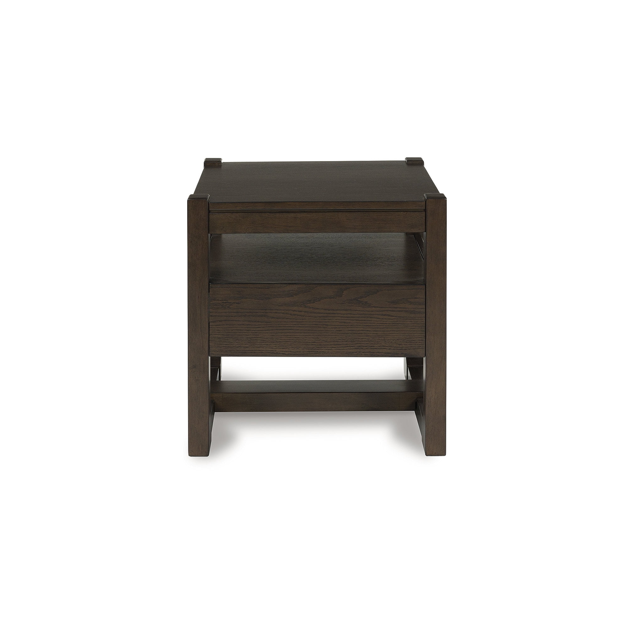 Signature Design by Ashley Breckington Contemporary End Table with Storage Drawers, Dark Brown
