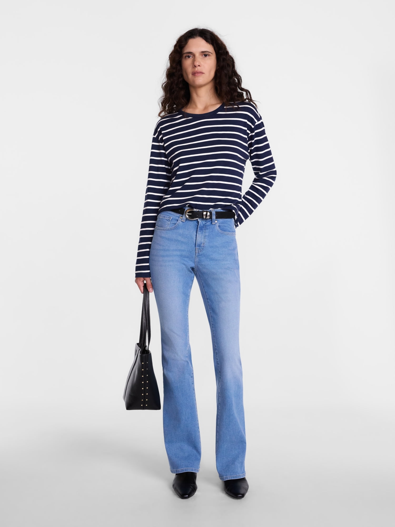 Scenario Women's and Women's Plus Relaxed Slub Tee with Long Sleeves, Sizes XS-4X