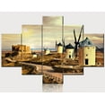 thumbnail image 1 of TISHIRON 5PCS Framed Canvas Wall Art Set,60"x40" Dutch Windmills at Dusk Canvas Art Decor, 1 of 7